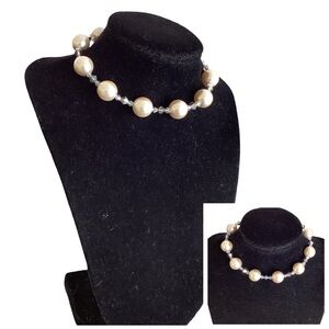 🦌 Vintage Attractive Faux Pearl and Crystal Choker Necklace